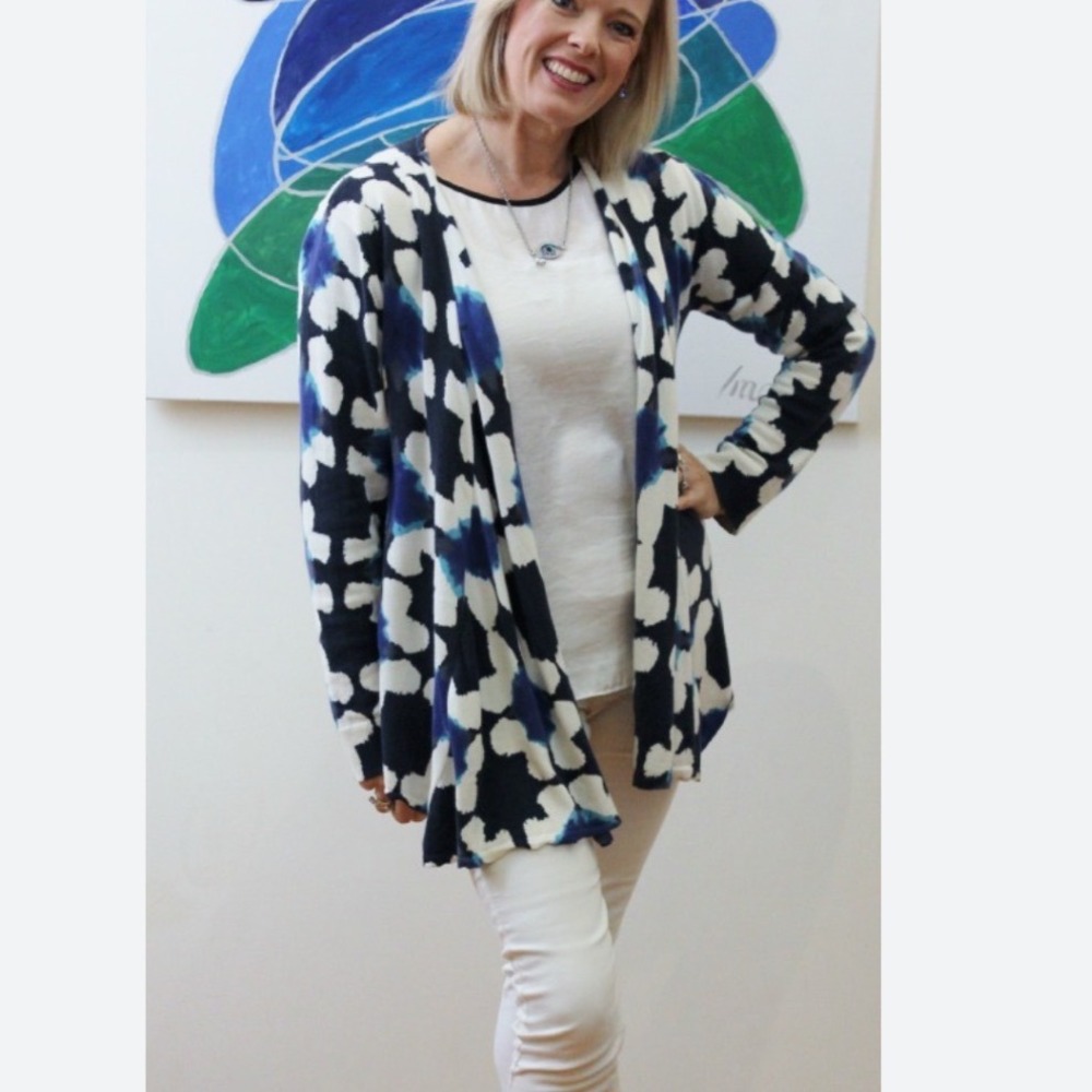 Anthropologie Tabitha Kaleidolight Abstract Print Open Front Cardigan Size S